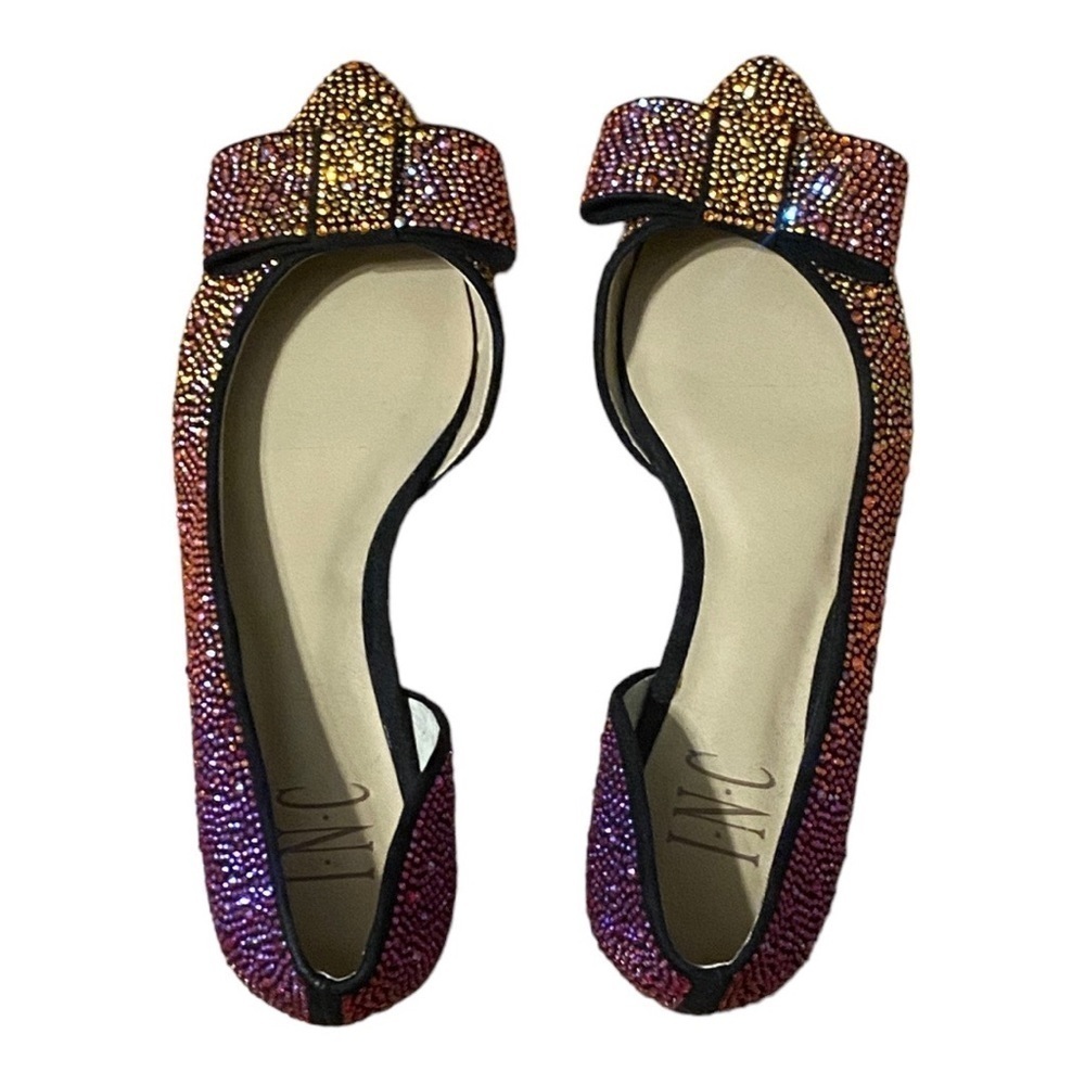 NEW INC Pink Ombré Rhinestone Bow Ballet Flats Size 6